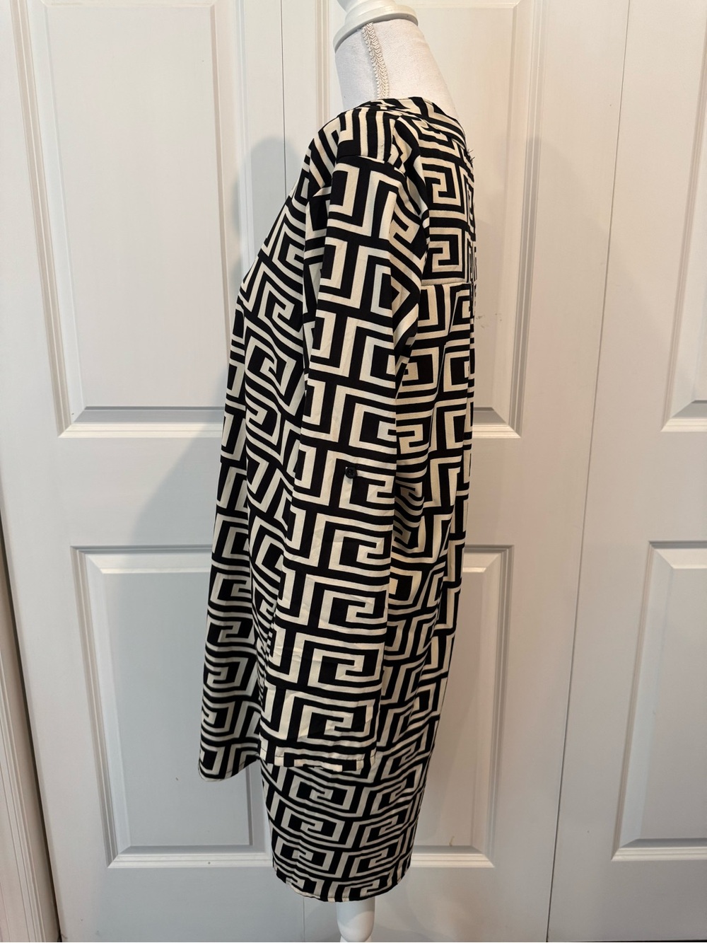 Made in Italy (PY) ❤️ Geometric Greek Key Tunic Shirt Dress M/L. - Picture 4 of 15